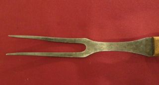 Vintage Old Hickory Meat Carving Fork Wood Handle Made in USA Rustic 3
