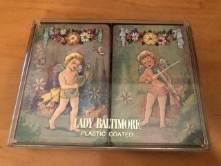 Vintage Lady Baltimore Two Deck Complete Set Of Playing Cards,  1970s Angels