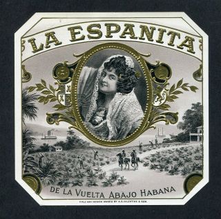 Old La Espanita Cigar Label - Tobacco Plantation - A.  S.  Valentine & Son