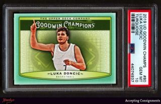 2019 Upper Deck Goodwin Champions Turquoise Luka Doncic Rookie Psa 10 Gem Rc