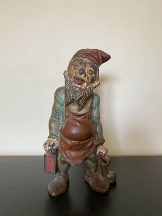 Antique Hubley Cast Iron Gnome Doorstop
