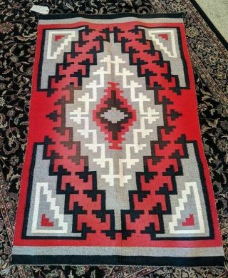 Red Antique Vintage Native American Indian Rug Blanket 51 " X33 " Inches Navajo Art