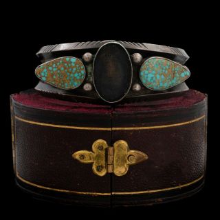 Antique Vintage Native Navajo Sterling Silver Turquoise Huge Cuff Bracelet 44.  6g