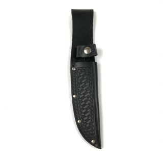 Vintage Black Basketeave Leather Knife Sheath 5 " Blade 4029 - X