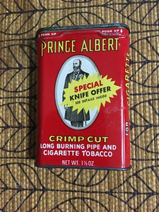 Prince Albert Crimp Cut Cigarette Tobacco Tin With Knife Special Offer