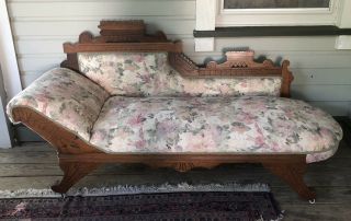 Antique Eastlake Victorian Chaise Lounge Fainting Couch Parlor Shabby Chic