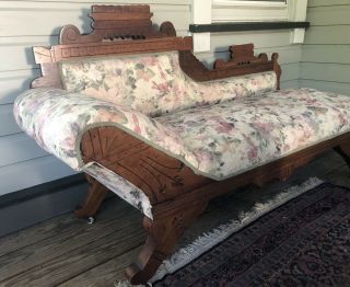 Antique Eastlake Victorian Chaise Lounge Fainting Couch Parlor Shabby Chic 3