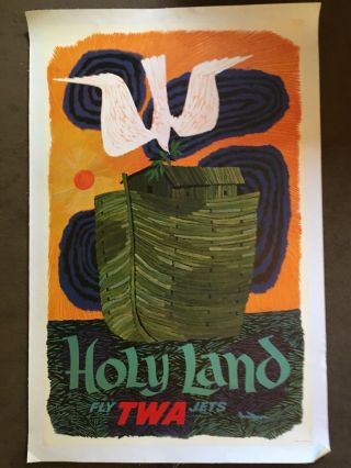 Vintage Twa Poster Fly To The Holy Lands By David Klein Circa 1950