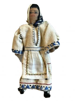 Greece Greek Vintage Fabric Folk Art Souvenir Doll Traditional Woman 8”