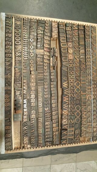 Antique Wood Letterpress Printing Blocks; Letter Numbers,