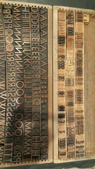 Antique Wood Letterpress Printing Blocks; Letter Numbers, 2