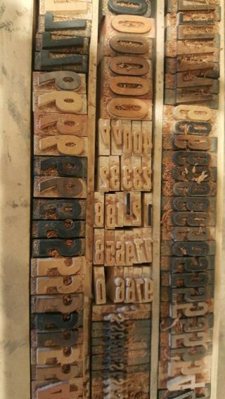 Antique Wood Letterpress Printing Blocks; Letter Numbers, 3