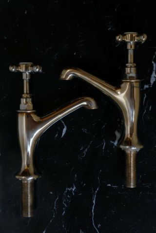 Vintage Pillar Sink Taps Brass Fully Antique Kitchen Period Hardware