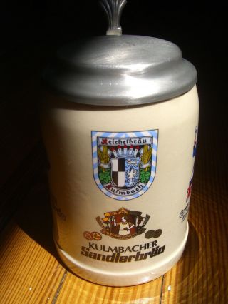 Vintage Kulmbacher Sandlerbrau German Lidded Beer Stein,  Germany