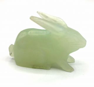 Vintage Miniature Light Green Jade Rabbit Bunny Figurine Hand Carved