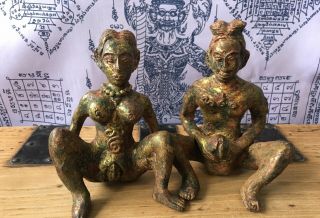 Large Antique Bronze Fertility Statues From Burma.  Oversize Genitalia