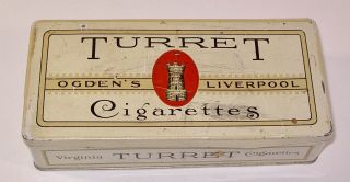 Turret Cigarettes Tin Imperial Tobacco Montreal Canada Ogden’s Liverpool 100 Vtg