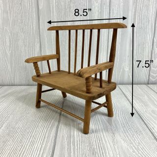 Primitive Style Wooden Doll Bear Bench Chair Vintage