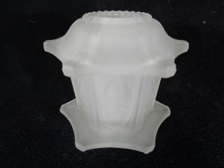 Vintage Oriental Pagoda Frosted Glass Candle Holder Fairy Lamp 4.  75 " H X 5 " W