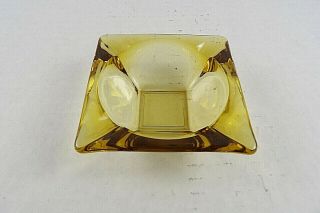 Vintage Amber Brown Heavy Square Glass Ashtray Cigar Midcentury Modern 6 "