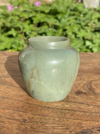 Chinese 18th Century Carved Celadon Jade Jar Qing Dynasty