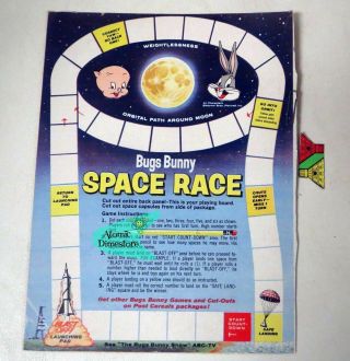 Vintage 1960s Post Cereal Box Back Bugs Bunny Space Race 2