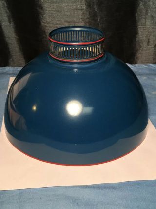 Vintage Mid Century Blue Enamel Lamp Metal Shade