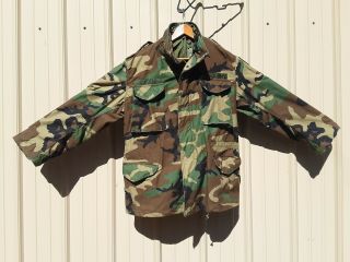 Vtg Us Army Camouflage Cold Weather Field Military Jacket Size Mr Heavy Duty