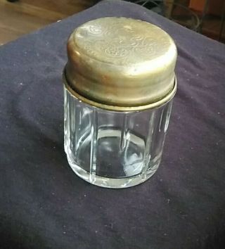 Antique Victorian Art Nouveau Brass Glass Crystal Tobacco Humidor Cigar Jar