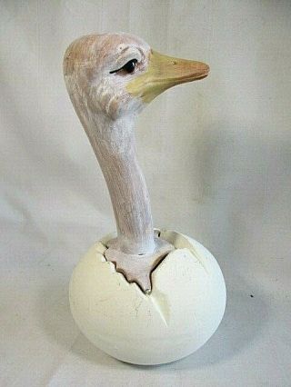 Baby Ostrich Chick In Cracked Egg Collectible Ceramic Coin Piggy Bank Vintage