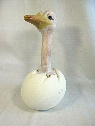 Baby Ostrich Chick in Cracked Egg Collectible Ceramic Coin Piggy Bank Vintage 2