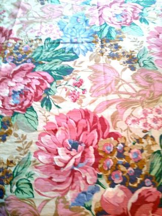 Vintage Tablecloth,  60 " X 100 " Multi Color Floral Cotton Retro,  Vibrant &