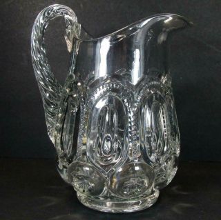 Eapg Adams Palace Moon & Star Large Pitcher 1880s Antique 9.  5 " Tall Clear Glass