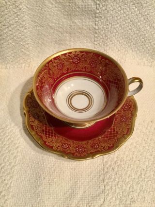 Vintage Weimar Burgundy Dora 2 Pc.  Tea Cup Saucer Porcelain German