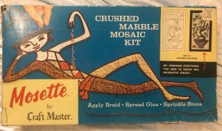 Vintage 1962 Mosette Crushed Marble Mosaic Kit Japanese Blossoms By Craft Master
