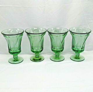 Vintage Fostoria Jamestown Green Iced Tea Glasses - Swirl Twist Water Wine