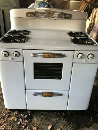 Antique Vintage Gas Stove,  White Color,  Tappan Deluxe,
