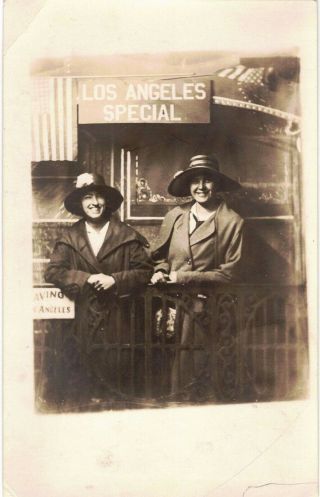 Vintage Rppc 2 Women With Hats Los Angeles Special Souvenir Postcard California