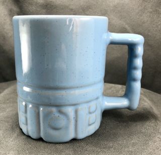 Vintage Frankoma Pottery Mug Cup C4 Mayan Aztec 4 " Robins Egg Blue Glaze