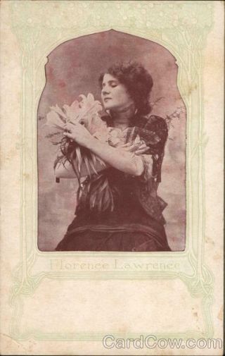 Actress Florence Lawrence - Women Carrying Flowers Postcard Vintage Post Card