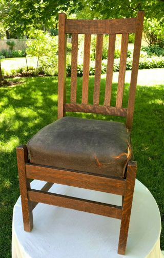 Gustav Stickley Chair No.  328 With Seat Cushion Vintage Antique