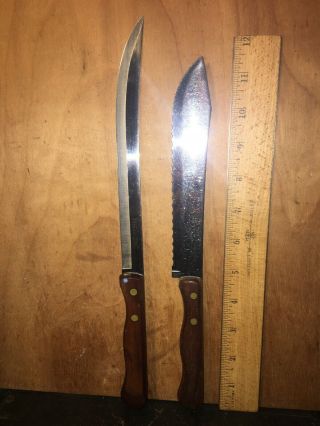 Vintage Ekco Eterna Stainless Steel Knives,  Butcher Knife,  Fillet Knife.