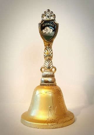 Nebraska Souvenir Bell Vintage Gold Finish