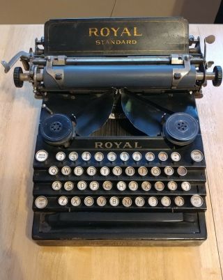 Royal Standard No.  1 Typewriter Antique 1908 Black Flatbed - 110 Years Old
