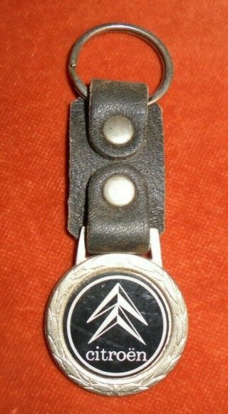 Porte - Clés Key Ring Métal Citroen Chevrons Sauvages Vintage Attache Cuir Laurier