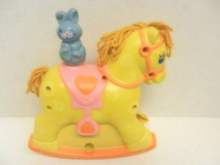 Vintage Mattel 1981 Musical Crib Rail Rocking Horse With Bunny Wind - Up