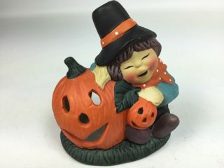 Vintage Halloween Fall Jack O Lantern Pumpkin Candle Holder 1980 