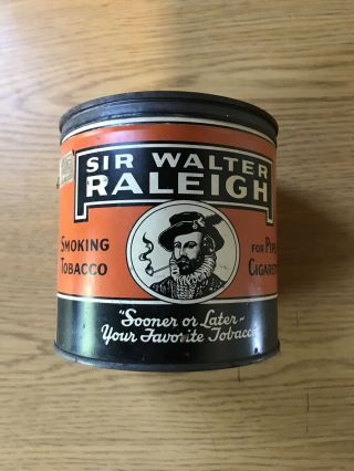 Vintage Sir Walter Raleigh Smoking Tobacco Can Tin