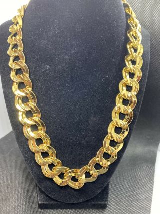 Vintage Monet Chunky Gold Tone Double Link Chain Collar Necklace 19 - 20 3/4” Euc