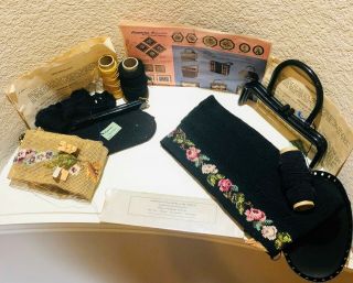 Vintage Hiawatha Heirloom Needlepoint Handbag Kits - 2 - One Has Been Started